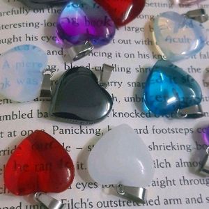 Y2k Glass Heart Pendant With Cord