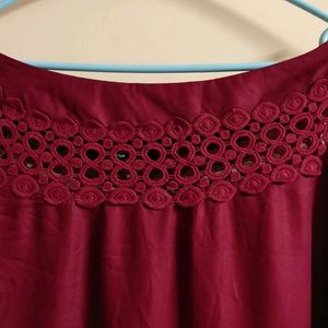 XXL Maroon Top with Cut-outs