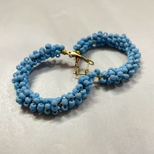 Light Blue Beads Hoop Earring