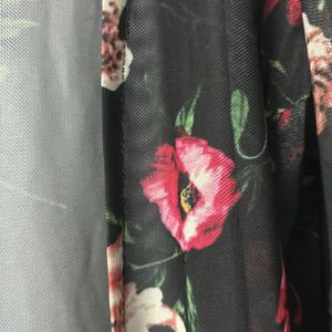 Open Shrug - Black with red Flower Prints