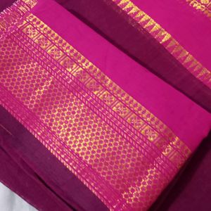 New Chettinad Cotton Saree With 1m Blouse Pc