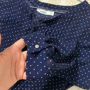 Polka Dots Dark Blue Sheer Top