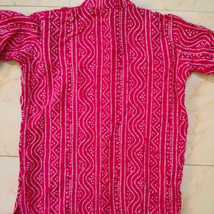 Bandhej Print Cotton Kurta