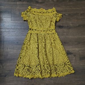 Mustard Yellow Dress With Net Detailing