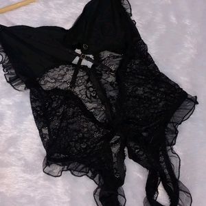 Black Lacy Intimate Wear Bodysuit