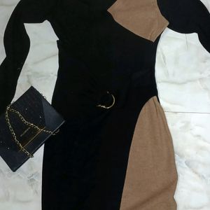 Black And Nude Bodycon Dress