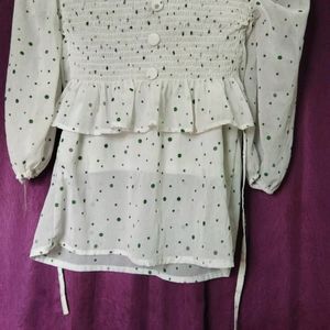 Polka Dots  Cinched Waist  Top