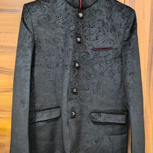 Black Velvet Blazer Self Design