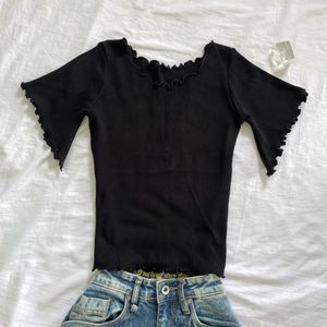 Pinterest Lettucehem Asymmetric Sleeve Black Top