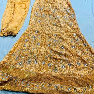 yellow heavy lehenga