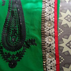 Black And Green Work Saree