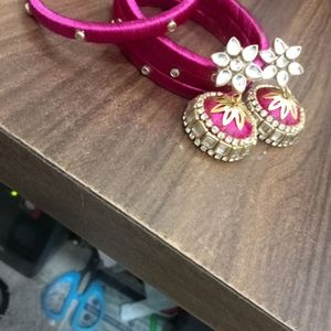 Earrings And Bangles Combo Set