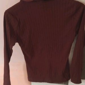 Korean Fitted Ribbed Coffee Brown Top