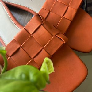 Orange Open Toe Flats