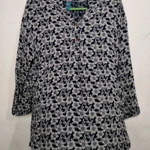 Printed Navy Blue Top