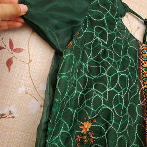 Green Kurthi WITH THREAD WORK All Over