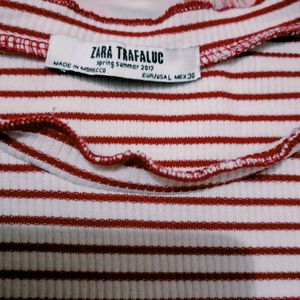 Pinteresty Zara Red White Striped Crop Top