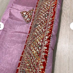 New Cotton Silk Border Sari With Blouse Piece