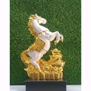 Horse Statue Gold Plated Wooden 18 Inc