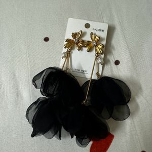 Black Flower Earrings