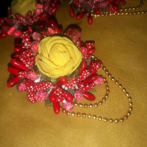 Haldi Earrings With Beautiful Flower