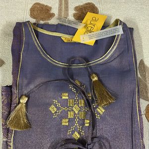 Purple Kurta With Golden Thread Work