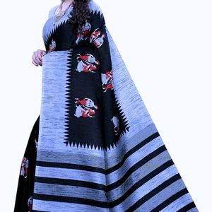 With Black Party Wear Saree, Single Bedsheet Free