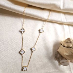 Anti-tarnish 5 Four Clover Long Chain necklace