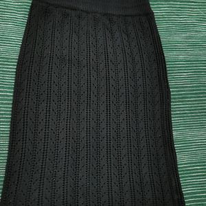 Knitwear Black Midi Skirt With Innerwear Slip