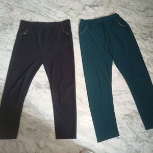 Combo Of 2 Polyester Soft Trouser Pant Set