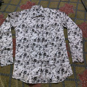 Elegant White Floral Print Shirt for men