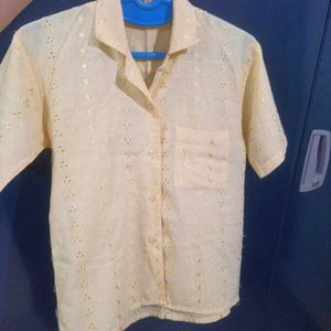 Chikankari Y2k Vintage Pastel Yellow Shirt