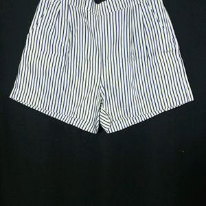 S&F White & Navy Striped Women's  Short