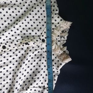 NAVY BLUE POLKADOT FULL BUTTON DRESS