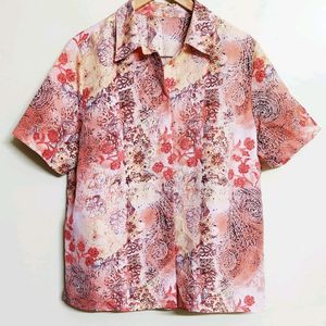 Light Brown Floral Shirt Size-44-46