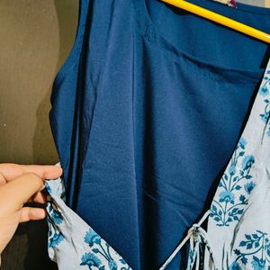 Elegant Blue Jacket Style Libas Kurta Set 42 Size