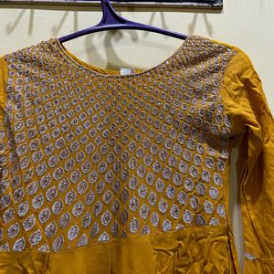 Mustard Colour Anarkali Kurta Size M