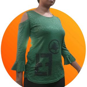 Women Top With Full Body Texture And Stone Symbol