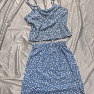 Blue Flower Summer  Co Ord Set