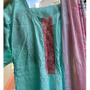 Kurta Paint Dupatta Set Cotton