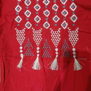 Red Beautiful Embroidery Kurti