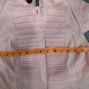 Mango Suit Stripe Button Up Top