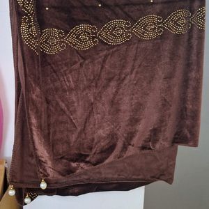 Brown Shawl With Stone Work