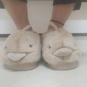 Dolphin Design Soft Fur Slippers For Women