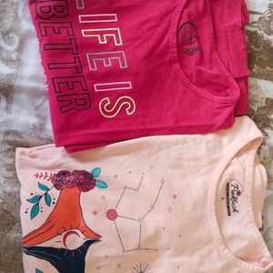 2 Full Sleves T Shirt Of Colour Peach And Magenta