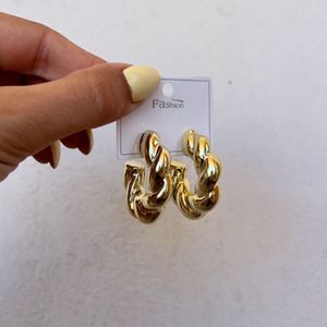 Curly Twisted Gold Statement Earrings