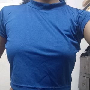 Blue Casual Wear Crop Top