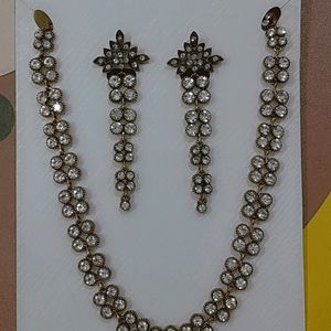 Set Of A Neck Piece, Long Earrings