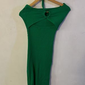 Green Cutout Halter Bodycon Dress