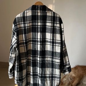 MANGO Women Black White Checked Tailored Jacket